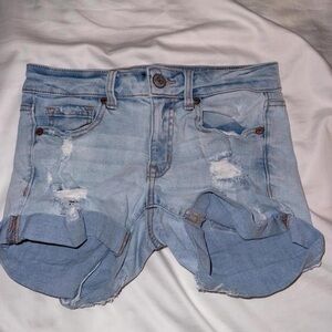 Light Blue Distressed Denim Shorts